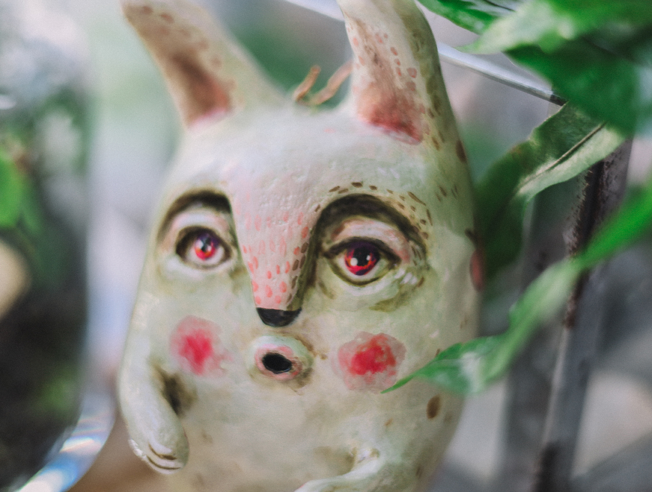 Handmade Cute Apple Rabbit Paper Mache Ornament – Depiano Art