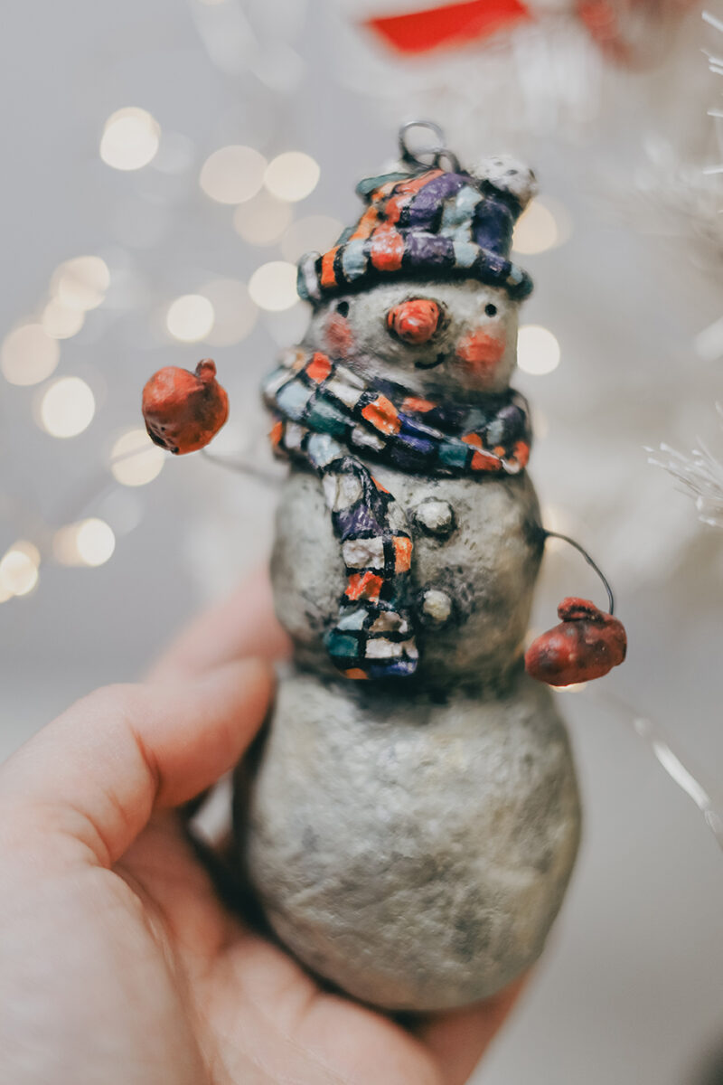 Spun Cotton Snowman Ornament