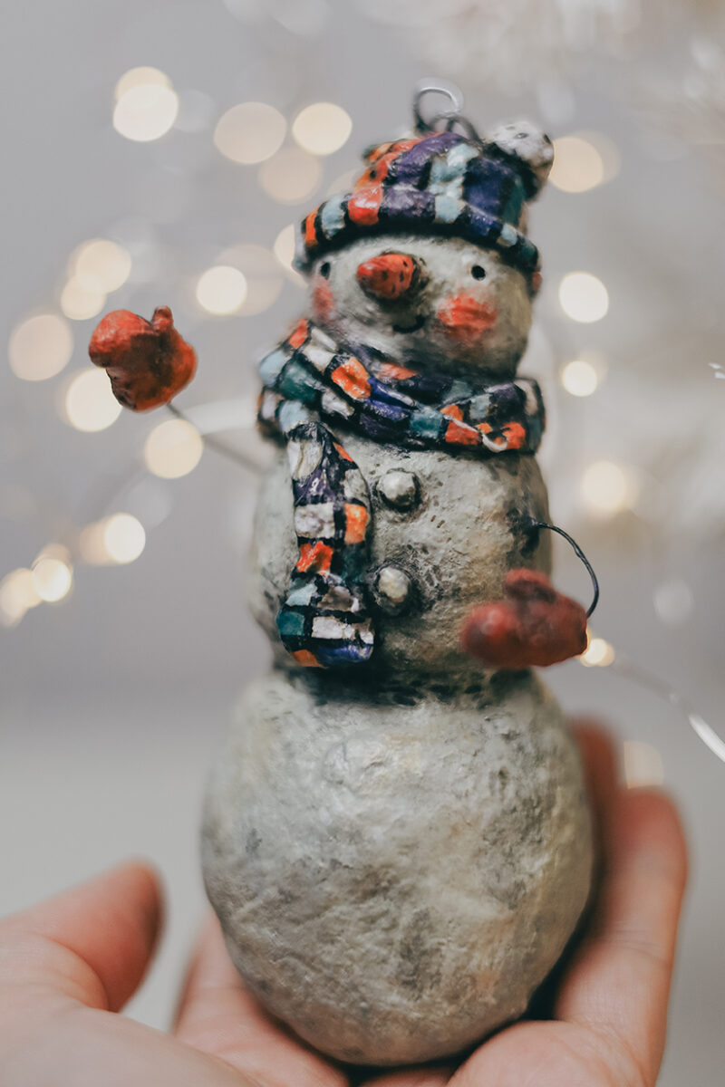 Spun Cotton Snowman Ornament