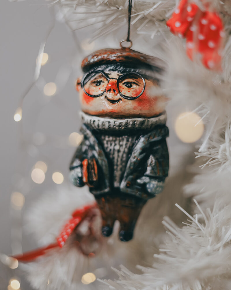 Charming Winter Gentleman Holiday Ornament – Handmade Christmas Decoration