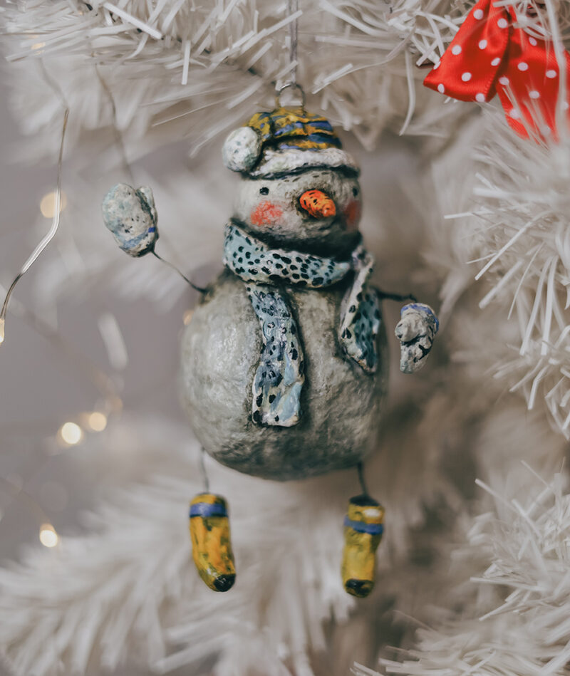 Cute Spun Cotton Snowman Ornament