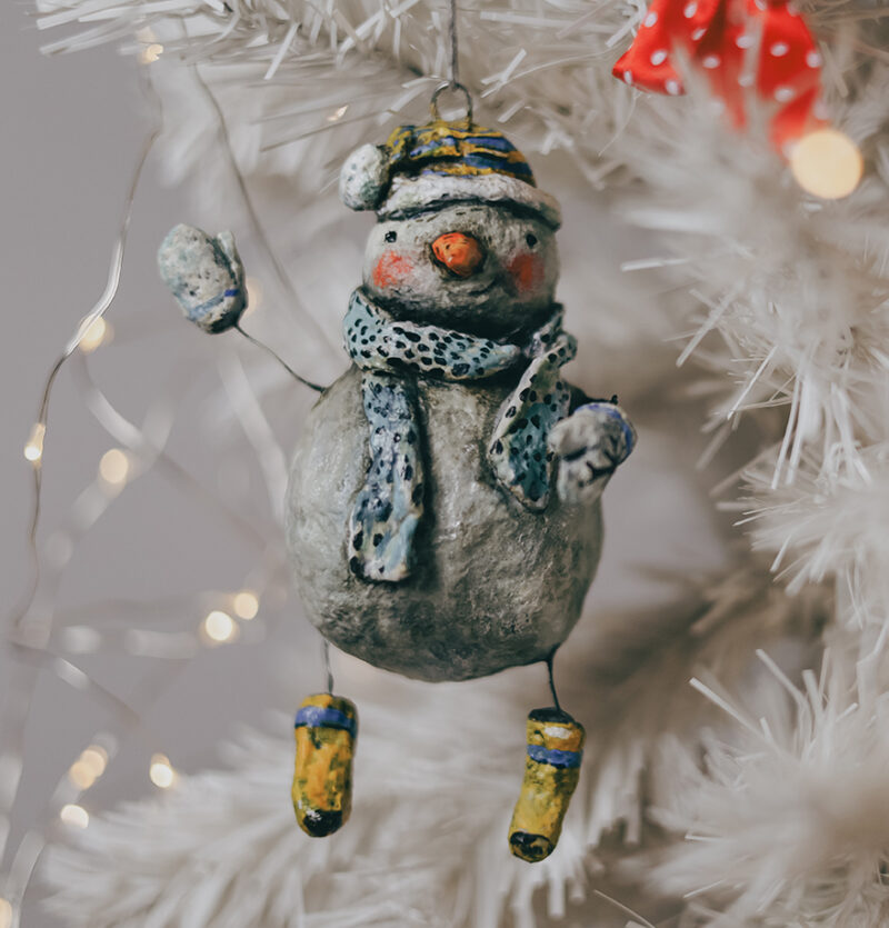 Cute Spun Cotton Snowman Ornament