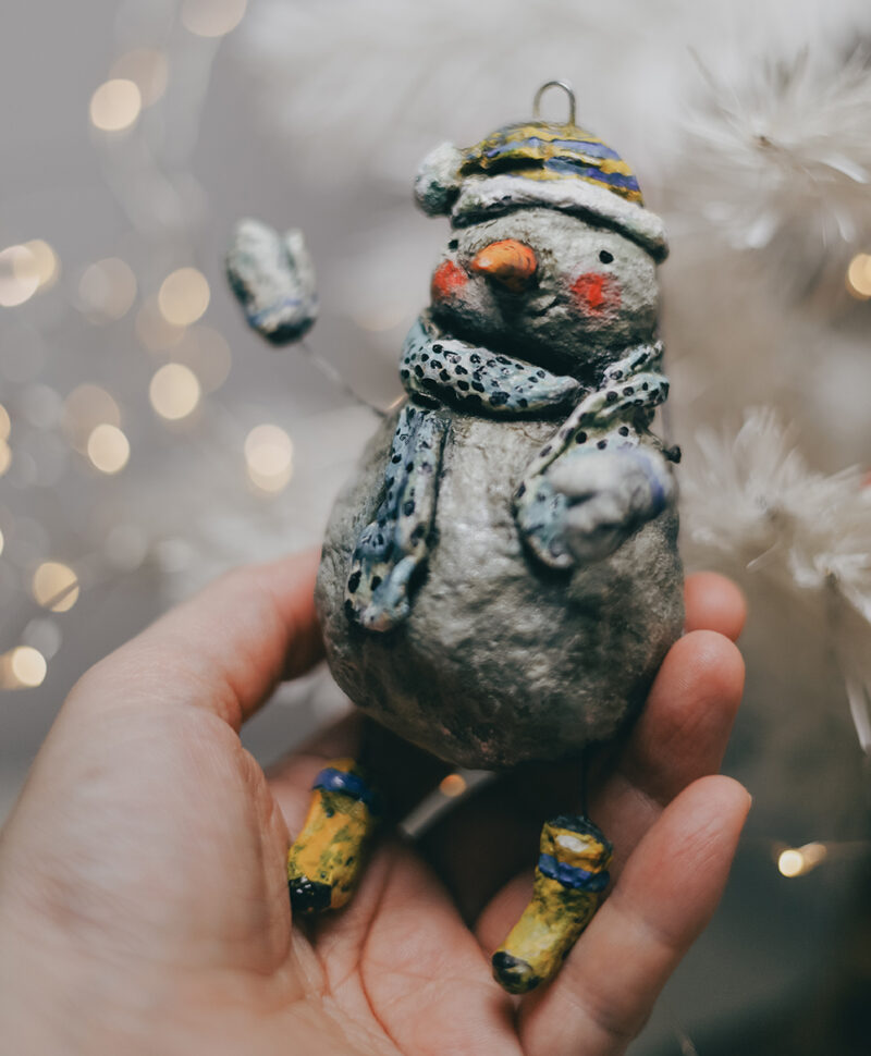 Cute Spun Cotton Snowman Ornament