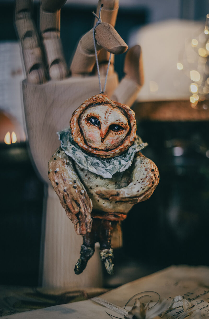 Mysterious Owl Christmas Ornament – Handmade Holiday Tree Decoration