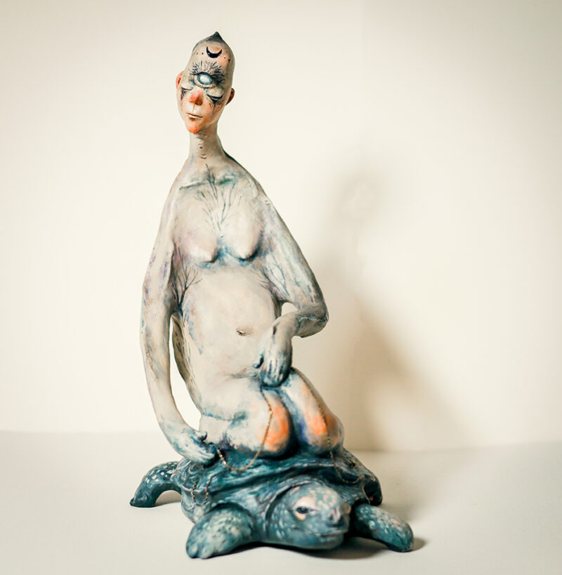 Oracle of Veils – One of a Kind Mystical Paper Mache Sculpture, Symbol of Intuition and Mystery, Home Decor Art Doll