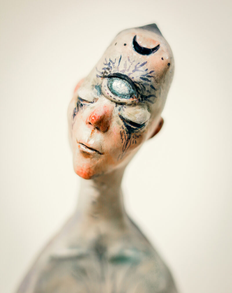 Oracle of Veils – One of a Kind Mystical Paper Mache Sculpture, Symbol of Intuition and Mystery, Home Decor Art Doll