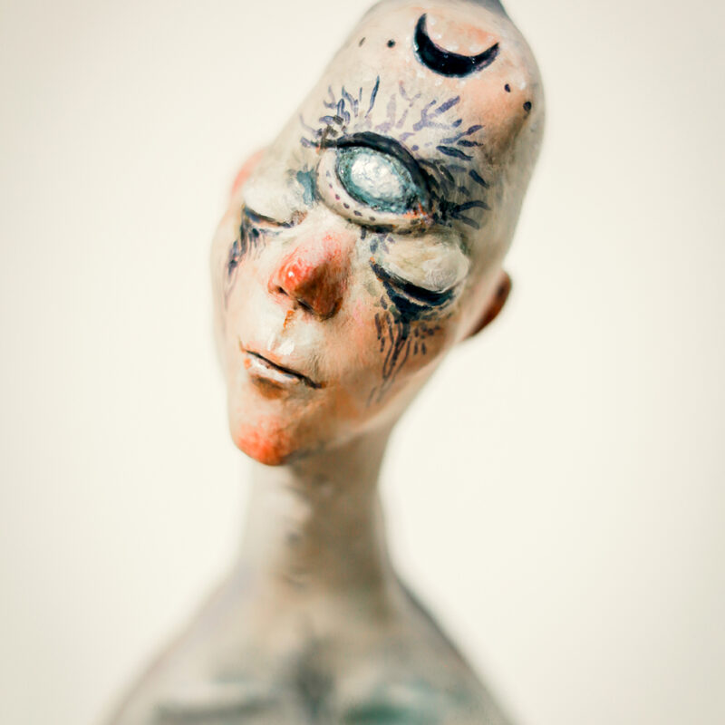 Oracle of Veils – One of a Kind Mystical Paper Mache Sculpture, Symbol of Intuition and Mystery, Home Decor Art Doll