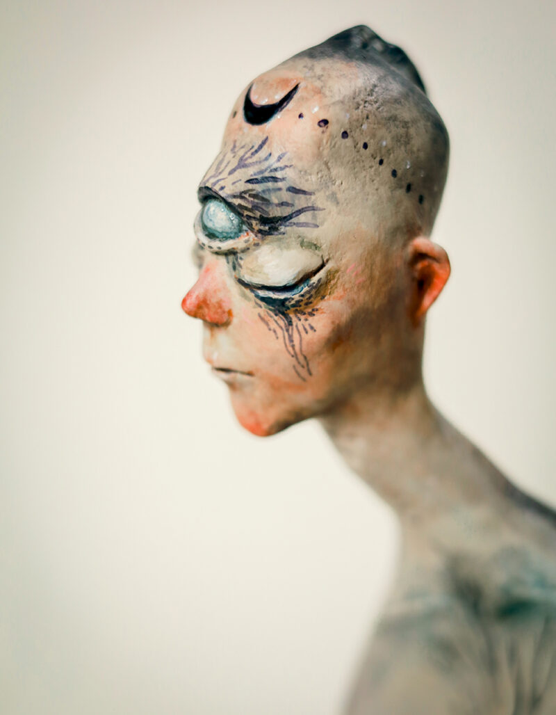 Oracle of Veils – One of a Kind Mystical Paper Mache Sculpture, Symbol of Intuition and Mystery, Home Decor Art Doll