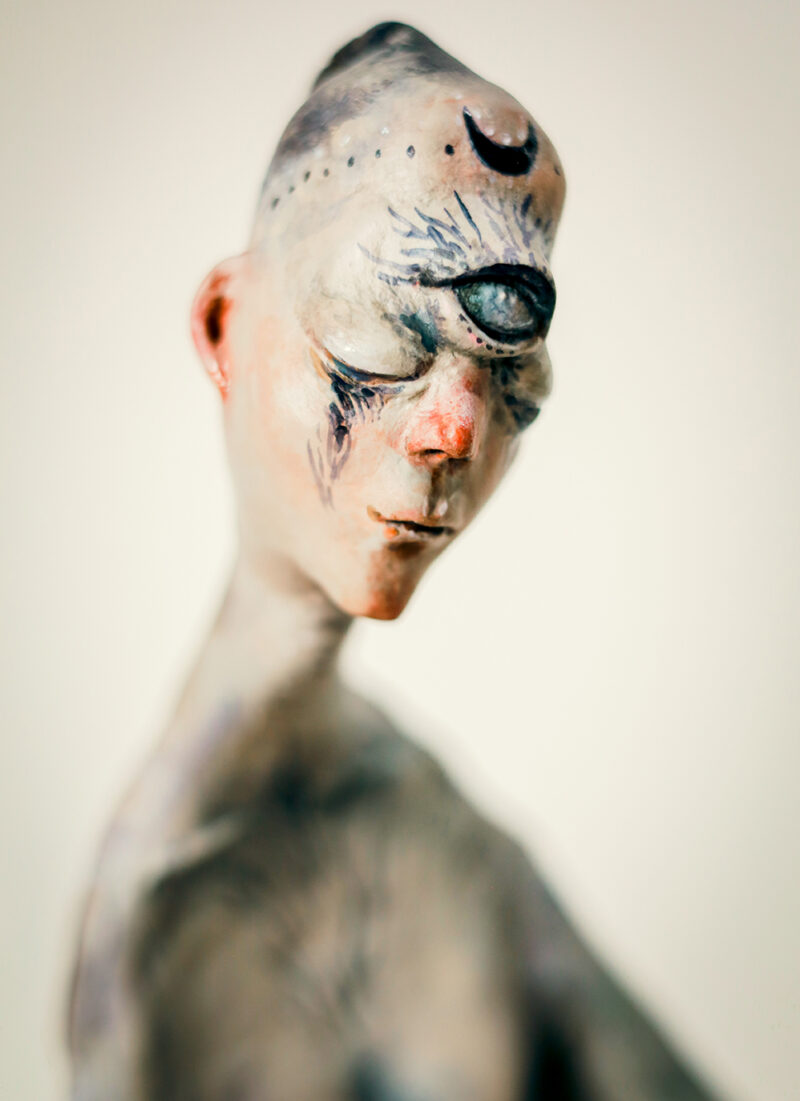 Oracle of Veils – One of a Kind Mystical Paper Mache Sculpture, Symbol of Intuition and Mystery, Home Decor Art Doll