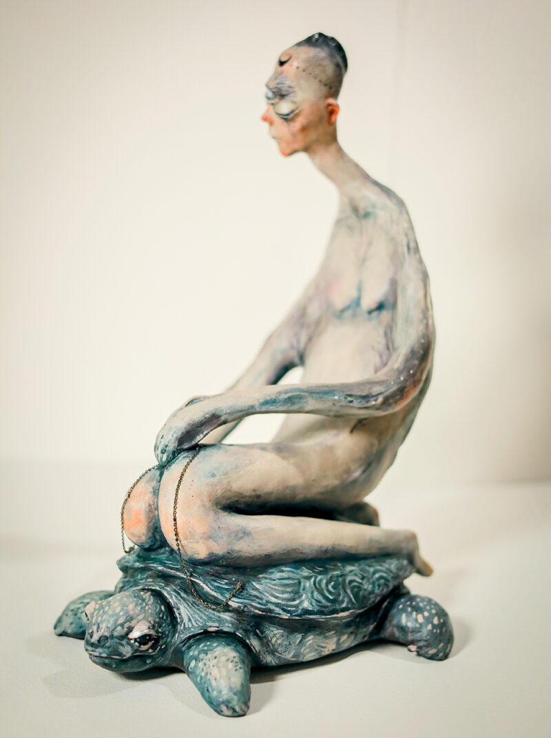 Oracle of Veils – One of a Kind Mystical Paper Mache Sculpture, Symbol of Intuition and Mystery, Home Decor Art Doll