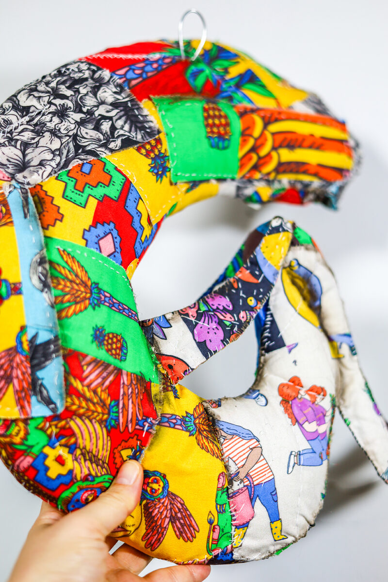 Contemporary Textile Wall Sculpture – Figurative Emotional Soft Art