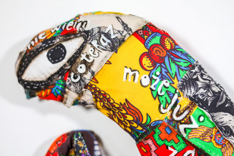 Contemporary Textile Wall Sculpture – Figurative Emotional Soft Art
