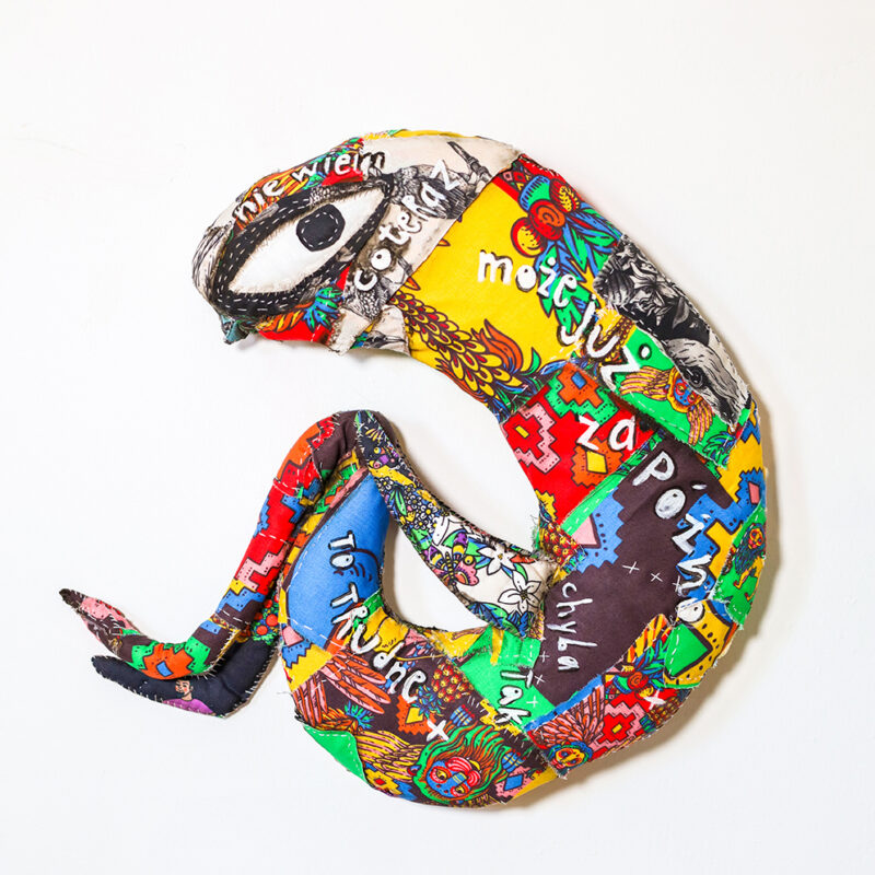 Contemporary Textile Wall Sculpture – Figurative Emotional Soft Art