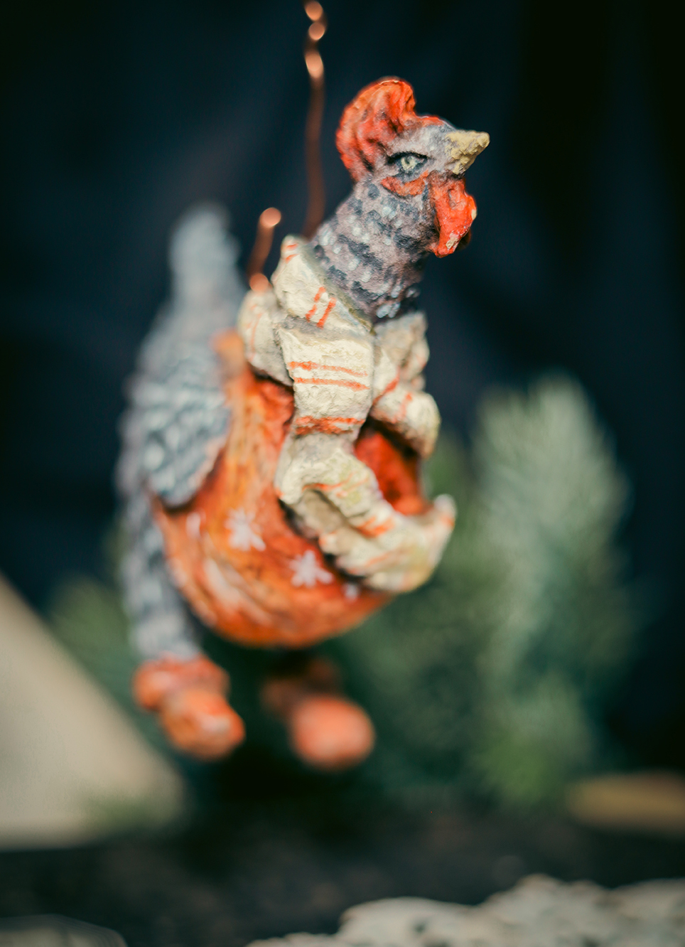 Spun Cotton Forest Hen Ornament – Vintage Woodland Christmas Collectible