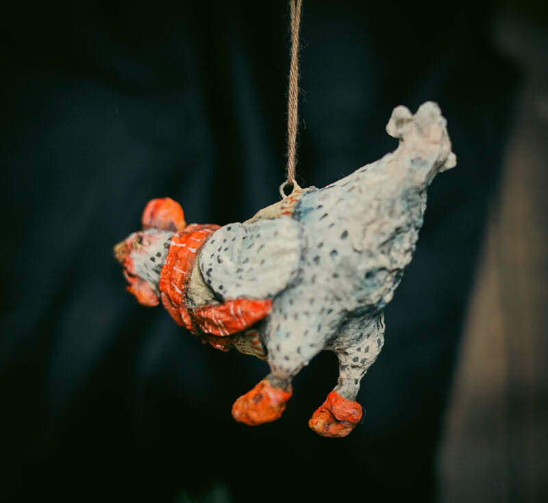 OOAK Spun Cotton Honey Hen Ornament – Handmade Christmas Decoration – Vintage Farmhouse Holiday Collectible