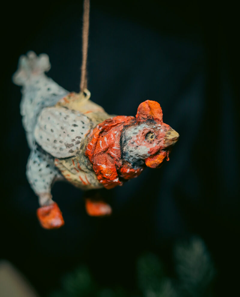 OOAK Spun Cotton Honey Hen Ornament – Handmade Christmas Decoration – Vintage Farmhouse Holiday Collectible