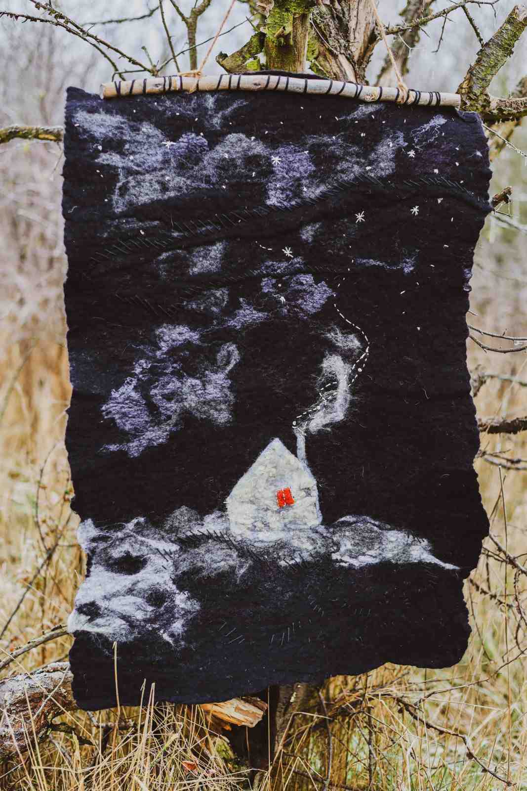 felted wool black house