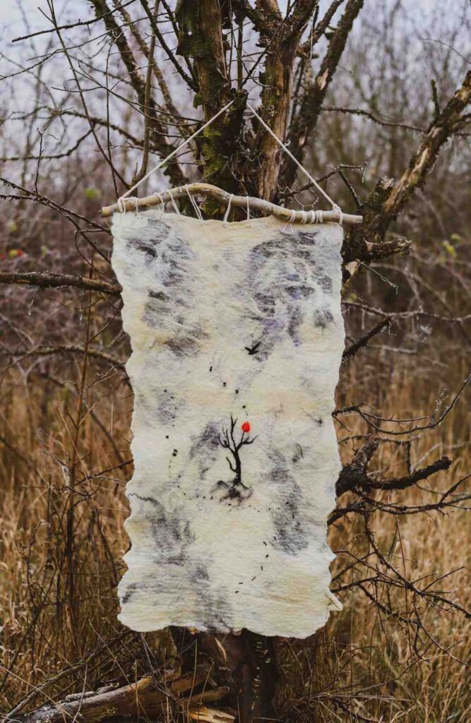 felted wool white paths