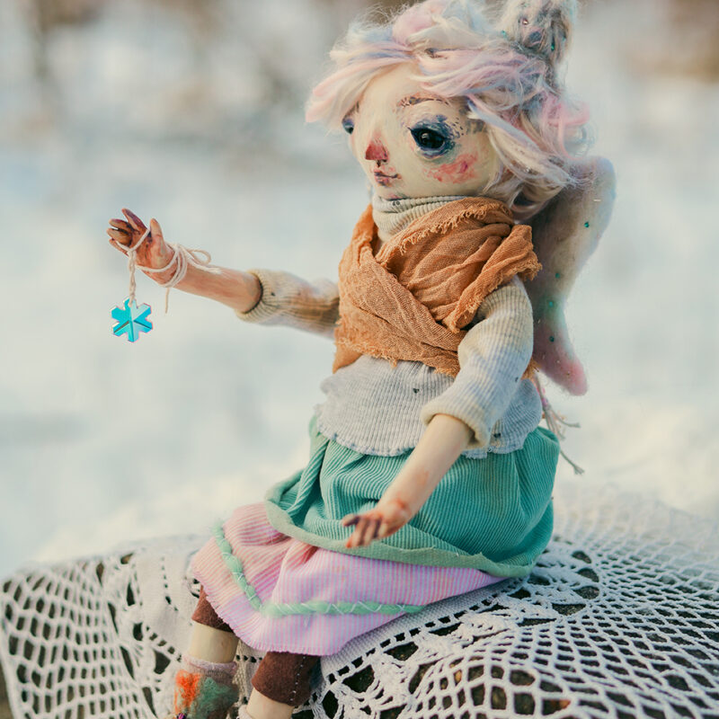 Winter Angel with Snowflake | OOAK Handmade Art Doll