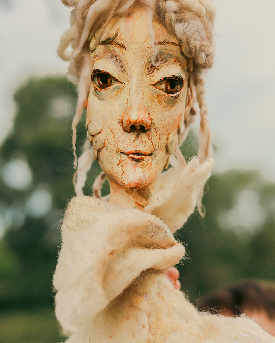 Rusalka textile wall sculpture by Depiano Art