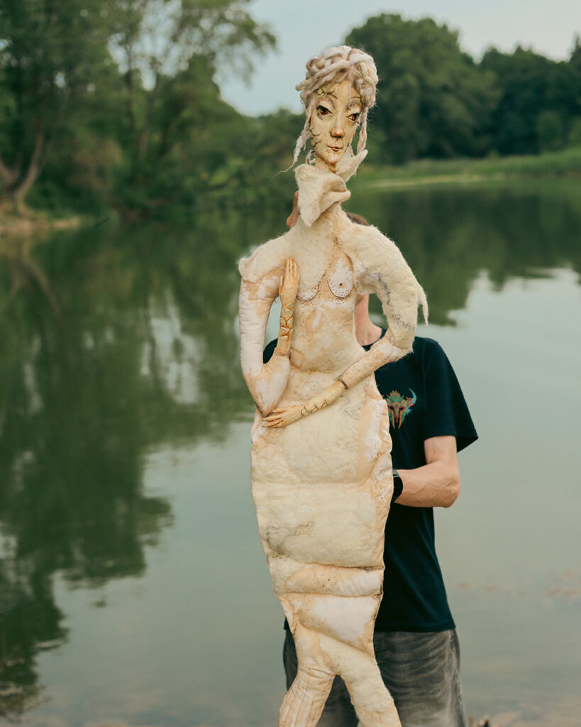 Rusalka textile wall sculpture by Depiano Art