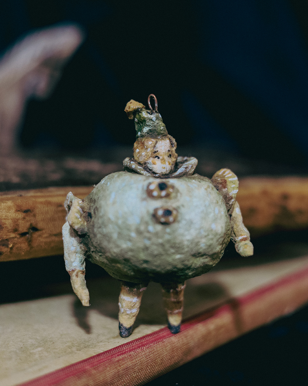 Spun Cotton Apple Ornament – Victorian-Inspired Christmas Character